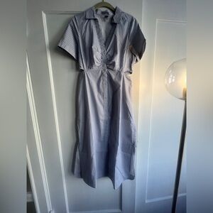 Old Navy Blue and White Striped Shirt Dress w/ Cut-outs - Sz M - Like New
